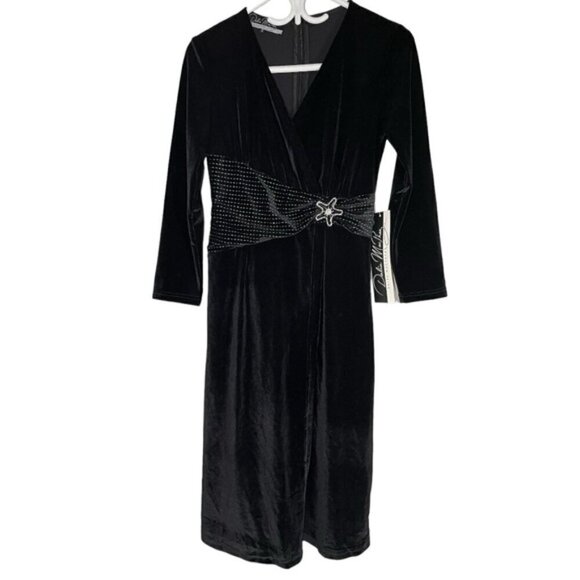 NWT Dalia Macphee Black Verlour Wrap Mini Dress size S - Picture 1 of 6